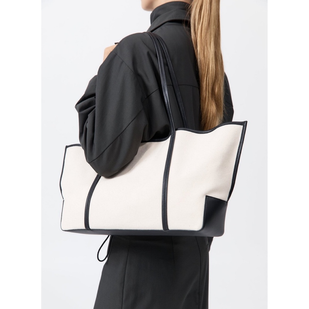 NWT ST. AGNI Bateau Leather-Trimmed Canvas Tote